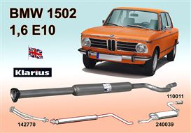 TŁUMIK BMW 02 E10 S.67- 1.6-2.0 - KLARIUS ENGLAND 260037 KLA