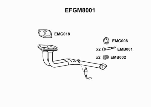 EXHAUST PIPE - EUROFLO ENGLAND EFGM8001 EF