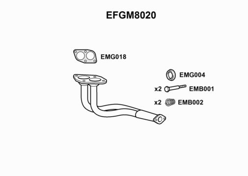 EXHAUST PIPE - EUROFLO ENGLAND EFGM8020 EF