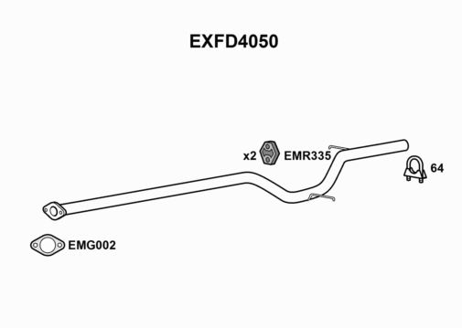 EXHAUST PIPE - EUROFLO ENGLAND EXFD4050 EF
