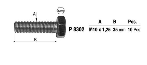 BOLT M10 X 1,25 X 35MM OC - FENNOSTEEL FINLAND P8302